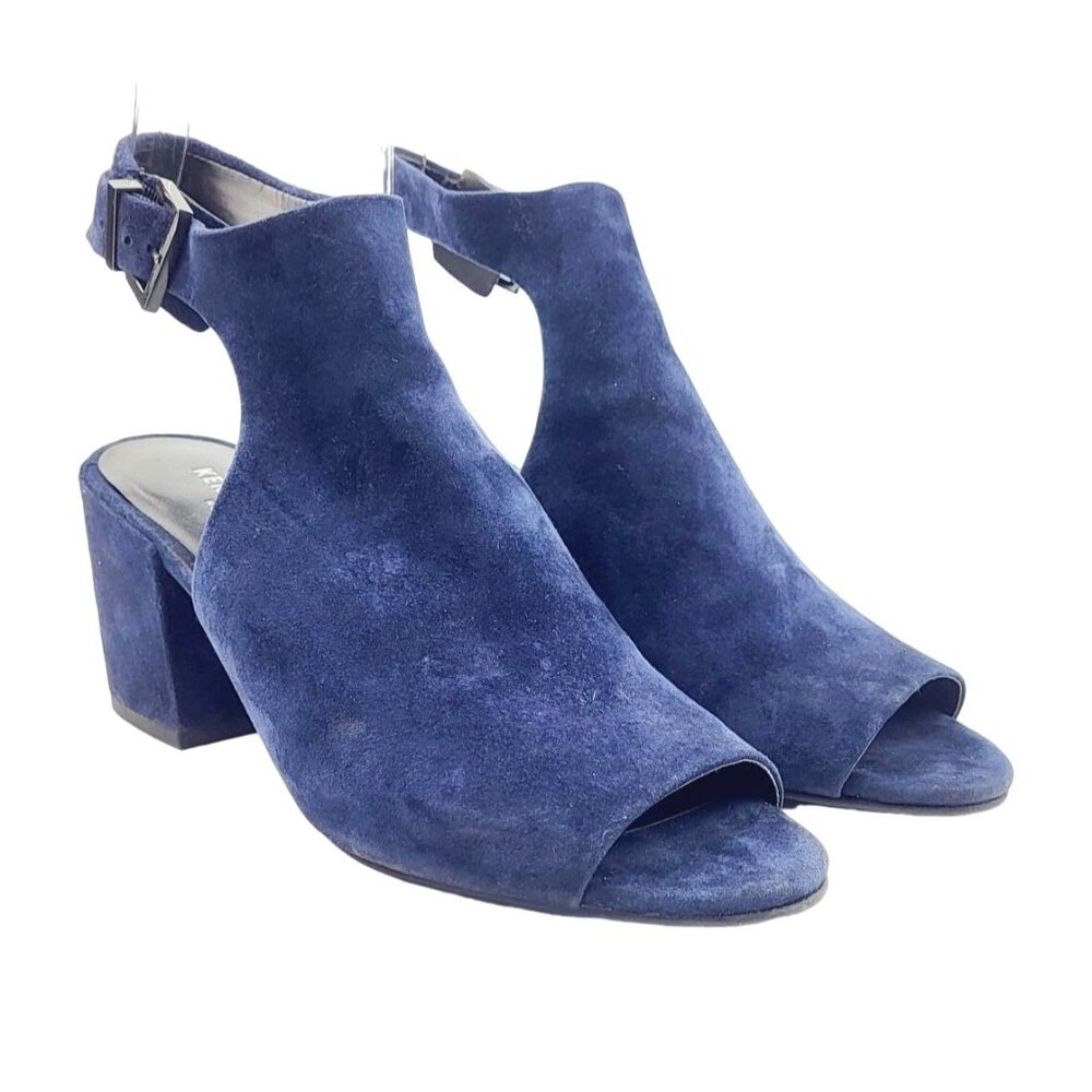 Kenneth Cole Blue Suede Block Heeled Sandal - Size 6.5